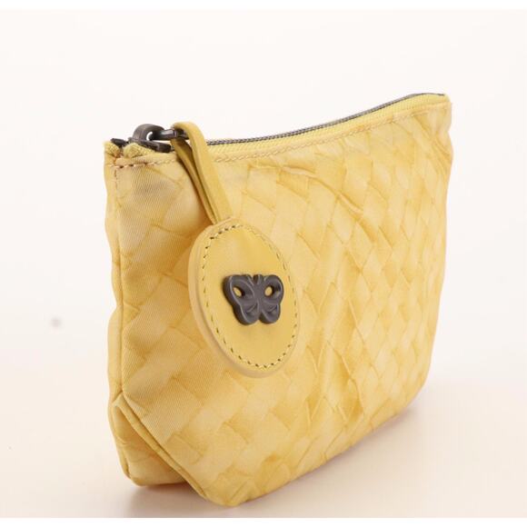 Bottega Veneta Intrecciato Print Yellow Nylon Cosmetic Bag - Picture 4 of 10